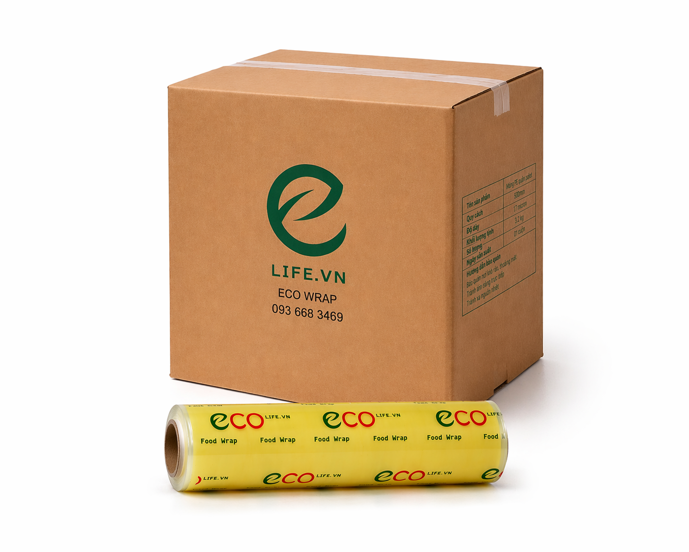 [Thùng] Màng Bọc Thực Phẩm Không Hộp EcoWrap 20cm x 500m x 6 Cuộn